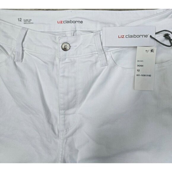 Liz Claiborne High Rise Flare Jeans White Denim Pants - Picture 4 of 8
